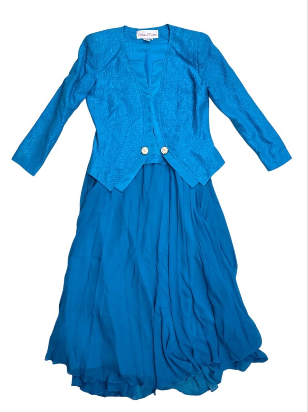 Richard Warren Vintage Silk Blue Two-Piece Skirt Set 8 Formal